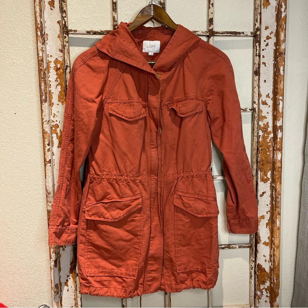 Loft Canvas Harvest Anorak Utility Jacket w/Hood Rust XS